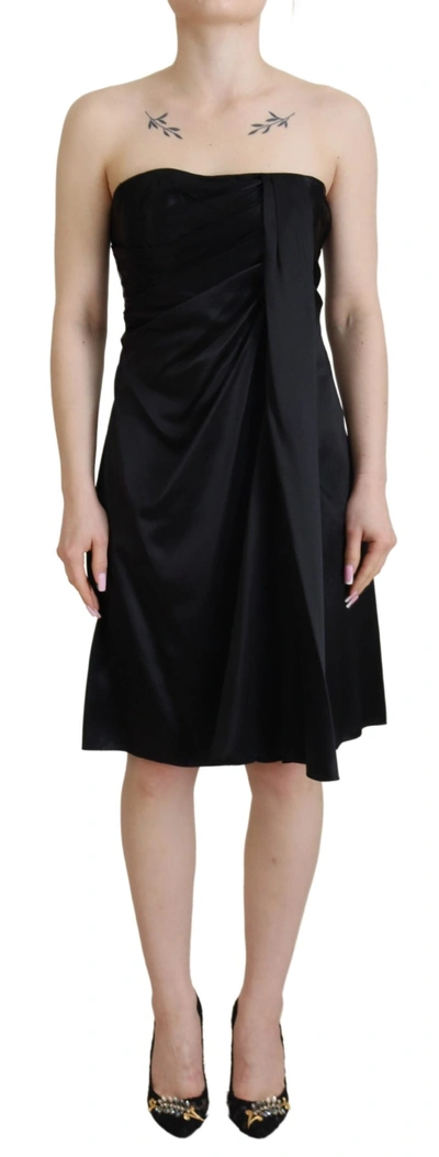 Shop Dolce & Gabbana Black Silk Shift Short Mini Party Women's Dress