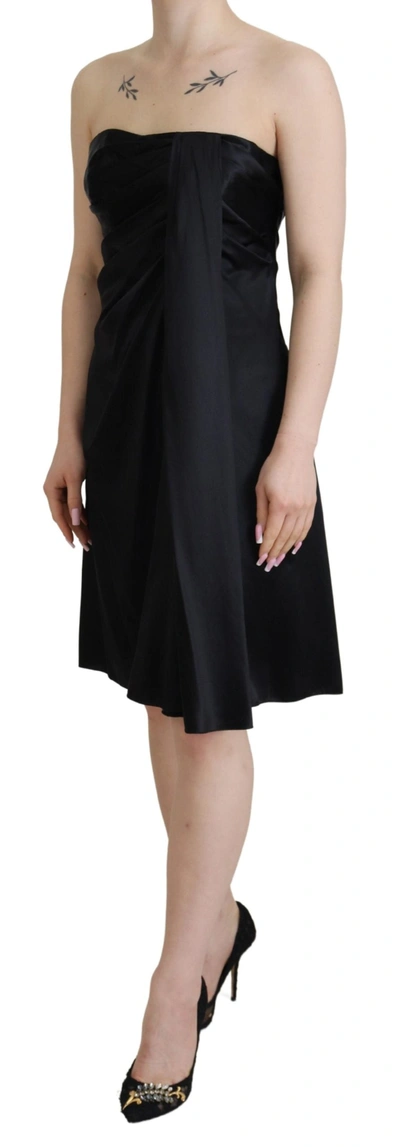 Shop Dolce & Gabbana Black Silk Shift Short Mini Party Women's Dress