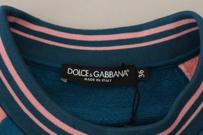 Shop Dolce & Gabbana Blue Pink Queen Sequin Crystal Women's Sweater