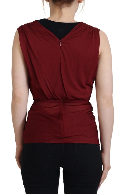 Shop Dolce & Gabbana Bordeaux Silk Stretch Top Vest Women's Blouse