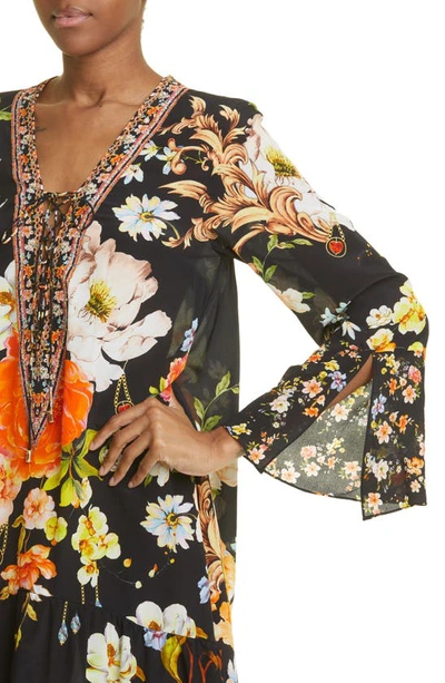 Camilla Secret History Long Sleeve Silk High-low Dress In Secret History