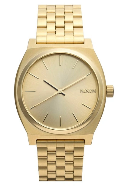 Shop Nixon The Time Teller Bracelet Watch, 37mm In Gold