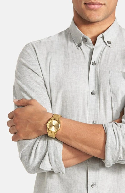 Shop Nixon The Time Teller Bracelet Watch, 37mm In Gold