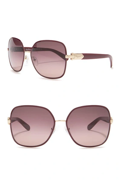 Shop Ferragamo 59mm Oversized Sunglasses In Light Gold/bordeaux