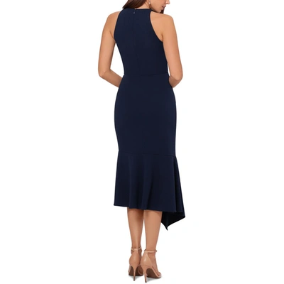 Shop Betsy & Adam Womens Crepe Asymmetric Midi Dress In Blue