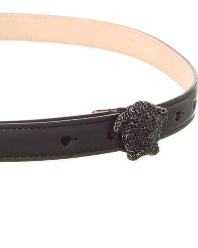 Shop Versace Medusa Crystal Leather Belt In Black