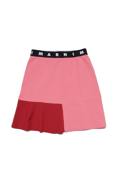 Shop Marni Skirt In Fleece With Flounce Insert At Bottom In Pink