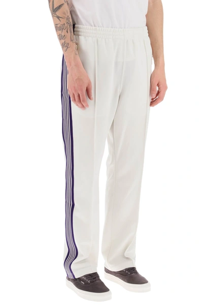 Needles Narrow Track Pants With Side Bands In Ice White (white