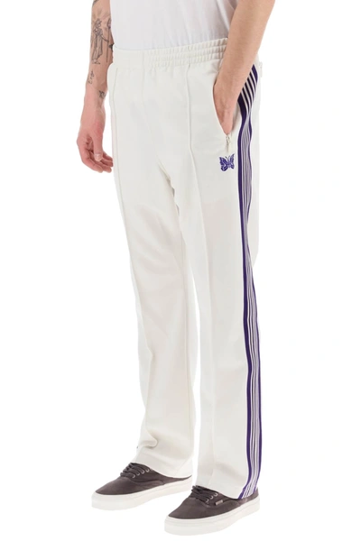 Needles Narrow Track Pants With Side Bands In Ice White (white 