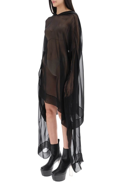 Shop Rick Owens See Through Tunic Dress With Hood