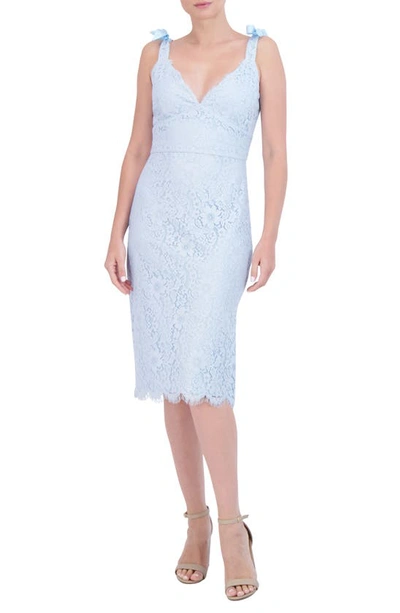 Shop Laundry By Shelli Segal Tie Strap Lace Dress In Cashmere Blue