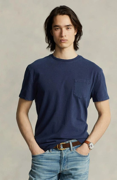 Shop Polo Ralph Lauren Cotton Pocket T-shirt In Navy