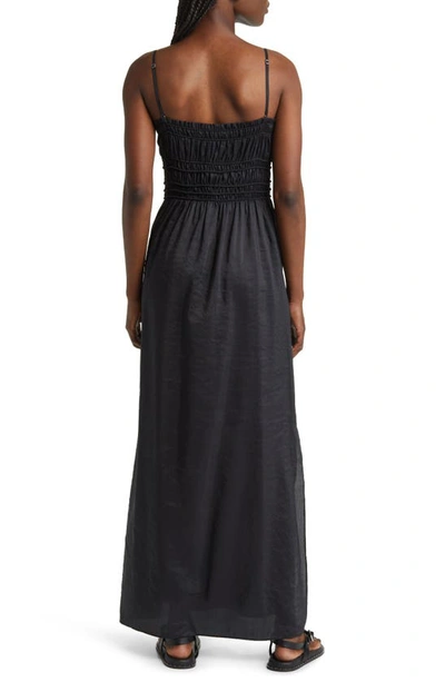 Shop Frame Shirred Maxi Dress In Noir