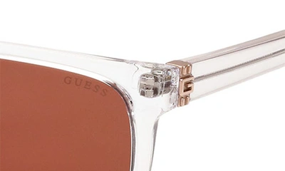 Shop Guess 55mm Rectangular Sunglasses In Crystal / Brown