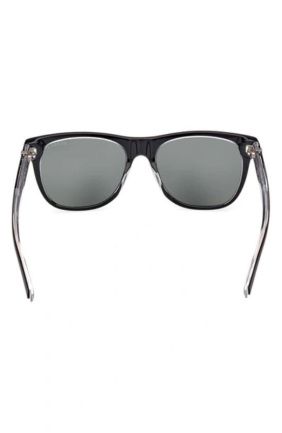 Shop Guess 54mm Polarized Square Sunglasses In Shiny Black / Green