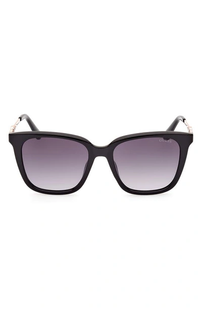 Shop Guess 53mm Square Sunglasses In Shiny Black / Gradient Smoke