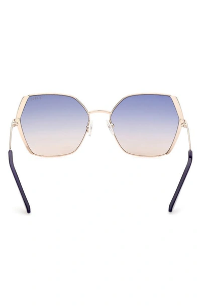 Shop Guess 61mm Gradient Geometric Sunglasses In Gold / Gradient Blue