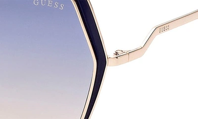 Shop Guess 61mm Gradient Geometric Sunglasses In Gold / Gradient Blue