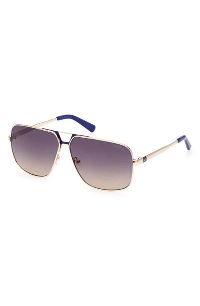 Shop Guess 61mm Gradient Navigator Sunglasses In Gold / Gradient Blue