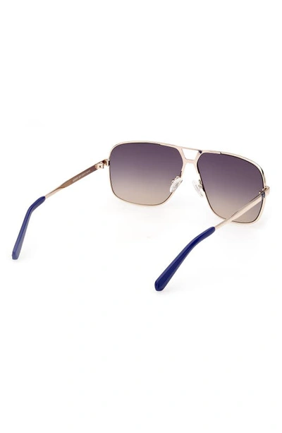 Shop Guess 61mm Gradient Navigator Sunglasses In Gold / Gradient Blue