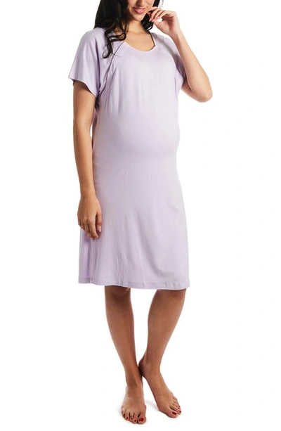 Shop Everly Grey Rosa Jersey Maternity Hospital Gown In Lavender