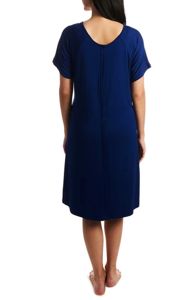Shop Everly Grey Rosa Jersey Maternity Hospital Gown In Denim Blue
