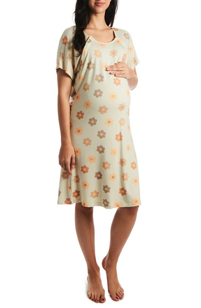 Shop Everly Grey Rosa Jersey Maternity Hospital Gown In Daisies