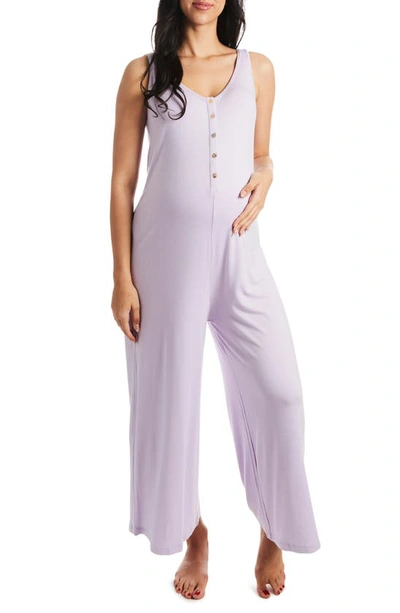 Shop Everly Grey Luana Jersey Maternity/nursing Romper In Lavender