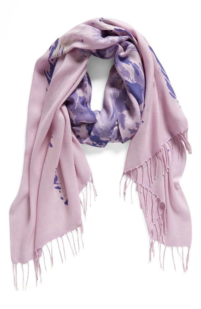 Nordstrom Tissue Print Wool & Cashmere Wrap Scarf In Purple Melted Floral