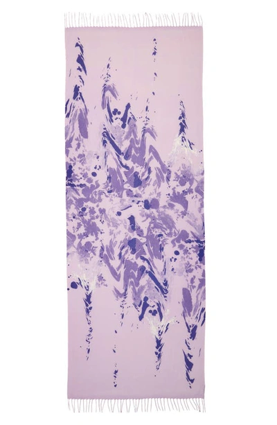 Nordstrom Tissue Print Wool & Cashmere Wrap Scarf In Purple Melted Floral