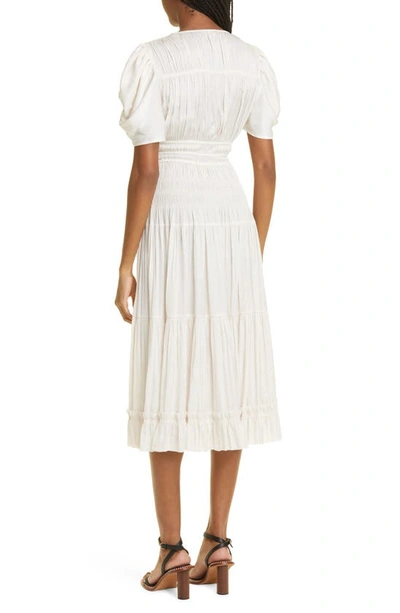 Shop Ulla Johnson Daria Puff Sleeve Tiered Dress In Pristine