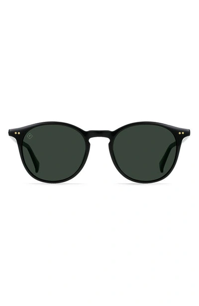 Shop Raen Basq 50mm Polarized Round Sunglasses In Recycled Black/ Green Polar
