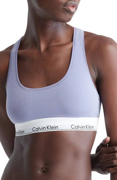 Shop Calvin Klein Modern Cotton Collection Unlined Cotton Blend Bralette In Splash Of Grape