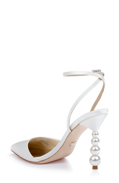 Shop Badgley Mischka Collection Indie Ankle Strap Pointed Toe Pump In Soft White