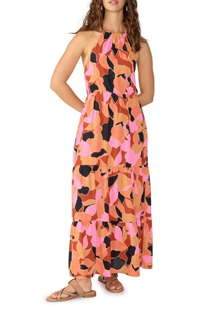Shop Sanctuary Geo Floral Tiered Halter Maxi Dress In Solar Power
