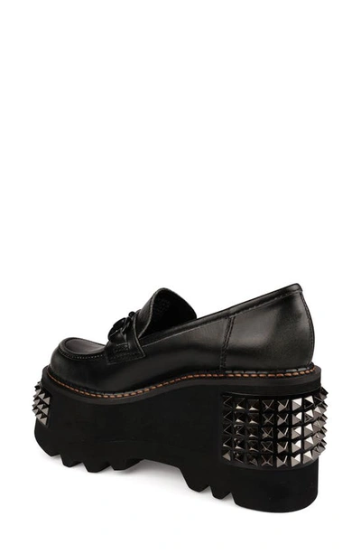 Zigi Yaris Studded Platform Wedge Loafer In Black Leather