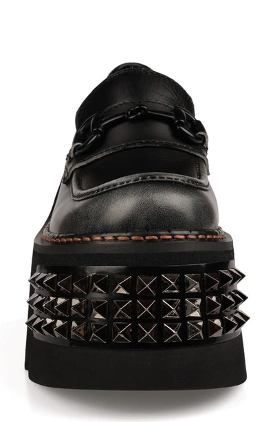 Zigi Yaris Studded Platform Wedge Loafer In Black Leather