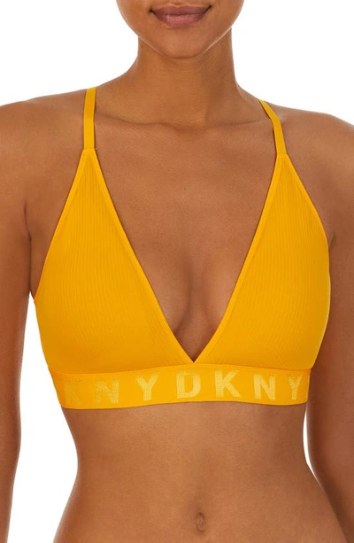 Dkny Seamless Litewear Rib Bralette In Dark Yellow