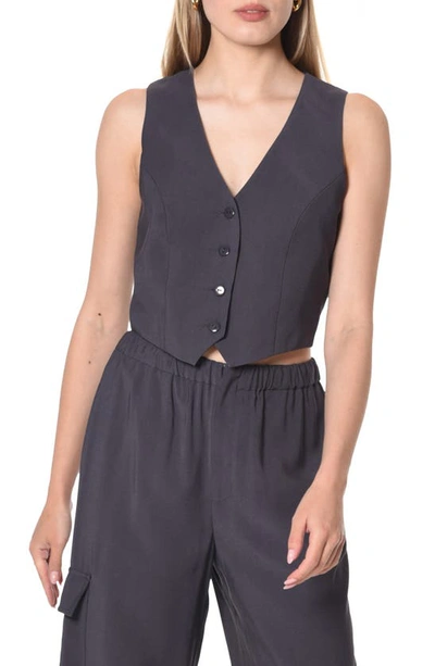 Shop Wayf Layla Button-up Vest In Midnight