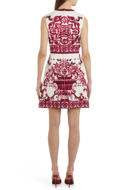 Dolce & Gabbana Majolica-print Brocade Mini Dress In Fuschia