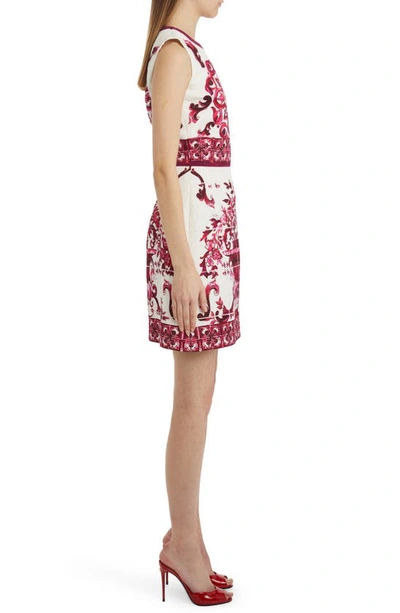 Dolce & Gabbana Majolica-print Brocade Mini Dress In Fuschia