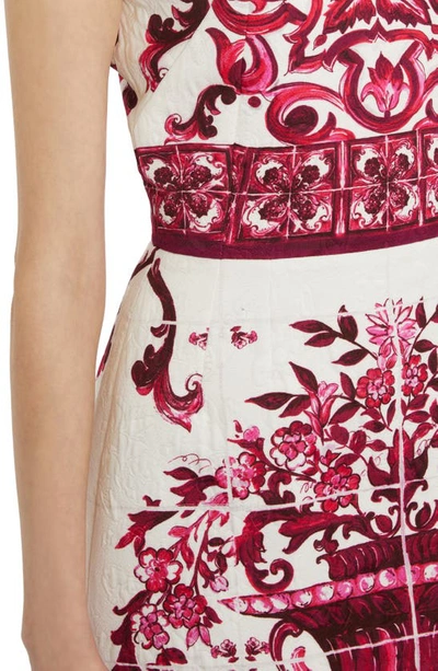 Dolce & Gabbana Majolica-print Brocade Mini Dress In Fuschia