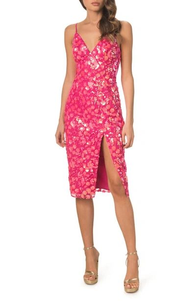 Shop Dress The Population Anastasia Sequin Floral Cocktail Sheath Dress In Hot Pink Multi