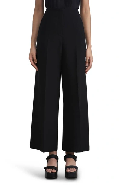 Shop Lafayette 148 Franklin Finesse Crepe Ankle Wide Leg Pants In Black