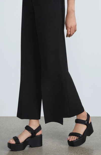 Shop Lafayette 148 Franklin Finesse Crepe Ankle Wide Leg Pants In Black