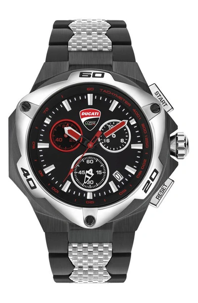 Shop Ducati Corse Motore Quartz Chronograph Bracelet Watch, 49mm In Gun