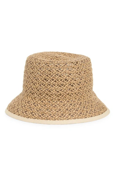 Shop Nordstrom Rack Straw Bucket Hat In Dark Natural Combo