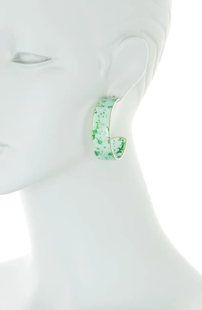 Shop Melrose And Market 50mm Plastic Glitter Hoop Earrings In Blue- Aqua- Gold