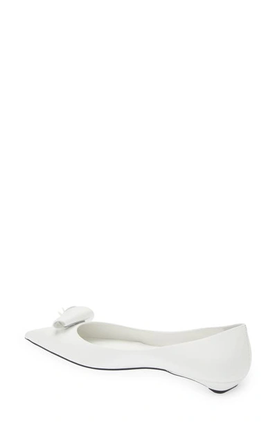 Shop Prada Loop Bouquet Pointed Toe Flat In White