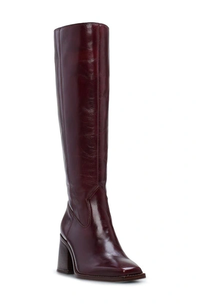 Vince Camuto Sangeti 2 Womens Wide Calf Leather Knee-high Boots In Dark Mahogany
